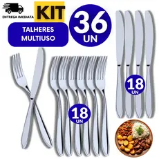 Combo Especial  36 Peças - Talheres Inox 18 Garfos, 18 Facas Premium, multiuso na sua cozinha Variáveis Premium