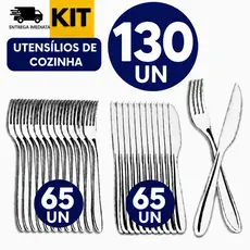 CONJUNTO DE TALHERES INOX 130 UN - 65 FACA 65 GARFO PARA BAR RESTAURANTES BUFFET CASA