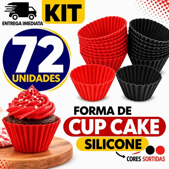 CONJUNTO DE FORMA DE SILICONE DE CAPCAKE PERFEITOS PARA PREPARAR SEUS BOLOS E SOBREMESAS