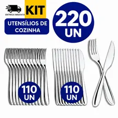 Talheres Garfo e Faca Inox - 220 Peças Resistentes e Modernas - 110 GARFOS 110 FACAS