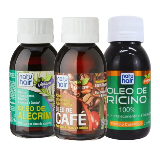 Kit Crescimento Capilar NatuHair Café + Rícino + Alecrim 60ml Crescimento + Antiqueda