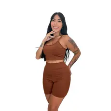 Conjunto Academia Top Fitness e Short Cintura Alta Zero Transparência Suplex