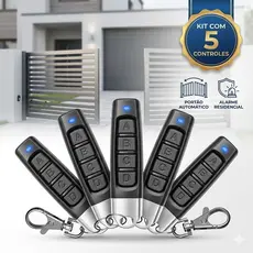 Kit 5 Controle Remoto Universal Código Fixo Portão Eletrônico 433mhz Alarme Rf 4 Botões Garen Ppa Residencial Garagem