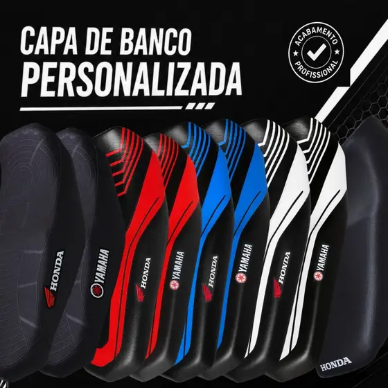 Capa Banco Moto Honda Yamaha CG Titan Fan Start Cargo Bros YBR Factor Fazer 125 150 160 Antiderrapante Personalizada