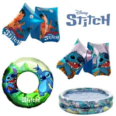 Boia de Braço e Piscina Inflável Circular Infantil Bebê Stitch Disney Piscina Férias Diversão Verão