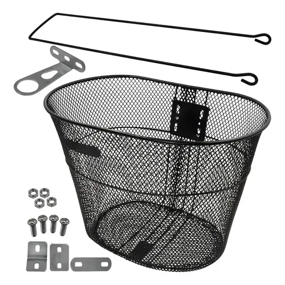 Cesta Grande Bike Aro 26 Aço Preto Aramada c/ Haste