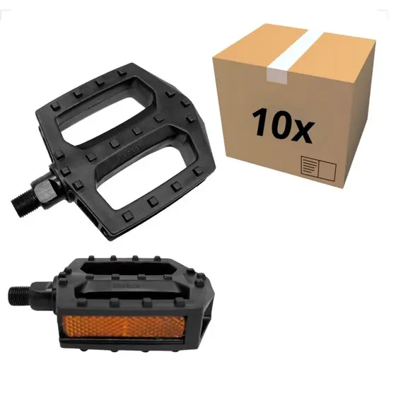 Kit 10 Pedal Para Bicicleta Plataforma Nylon Eixo Rosca Fina 1/2 ou Rosca Grossa 9/16 Sueco Monobloco Atacado