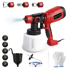 Pistola de Pintura Elétrica 800W Portátil, 1400ml, 5 Bicos em Metal