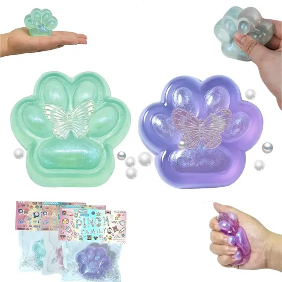 Kit 2 Squishy Patinha De Gato Brinquedo Antiestresse Colorido