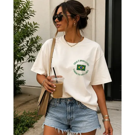 Camiseta Unissex Copa Do Mundo Brasilcore Oversized Algodão Premium