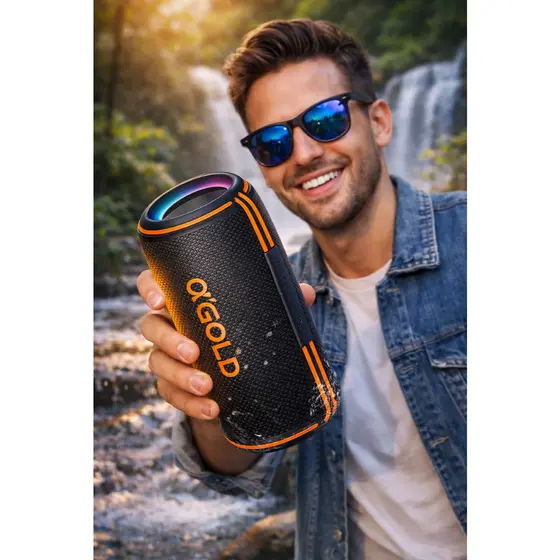 Caixa De Som Bluetooth IPX5 Prova D'água A'Gold SM-39 30W Som Potente de 360°