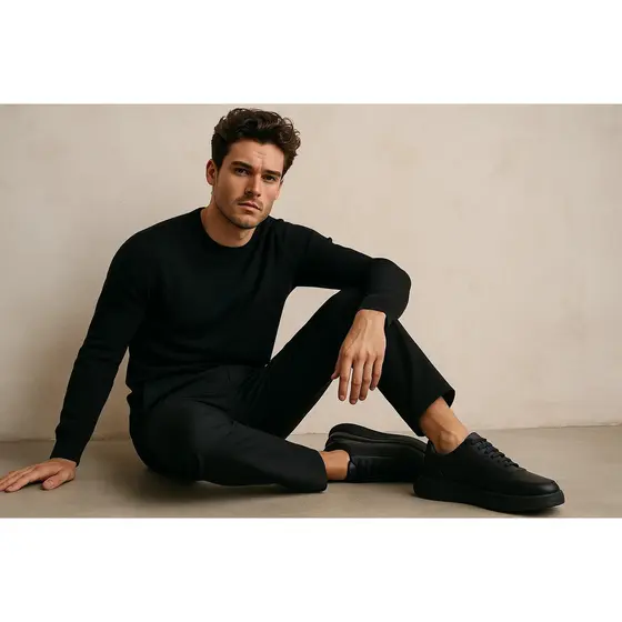 Tênis Sneaker Wizzor Amsterdã All Black Couro