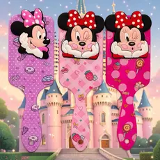 Escova de Cabelo Minnie Compacta Almofadada Cerdas Macias Alta Qualidade Portátil 3 Cores Sortidas