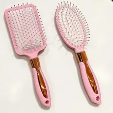 Escova De Cabelo Pente Magico rosa modelo raquete e oval cerdas macias Escova almofadada