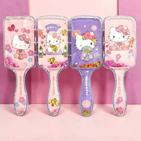 Escova Hello Kitty Pra Cabelo Tema Japones Pente De Cabelo Cerdas Onduladas Modelos Sortidos