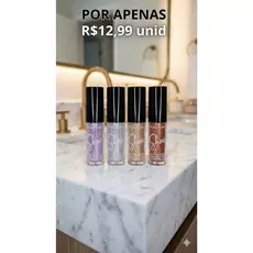 Delineador com Glitter Ruby Rose 2,4g | Brilho Intenso | Longa Duração | Ivory, Silver, Copper e Lilac