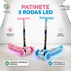 Patinete infantil 3 rodas com luz led dobrável e ajustável brinquedo presente para crianças menino menina