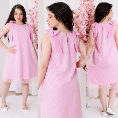 Vestido infantil menina Renda tule floral trapézio laços nos ombros princesa festa aniversario