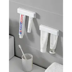 Rack de pasta de dente montado na parede, sem perfuração, espremedor de pasta de dente, ferramenta útil, limpador Facial