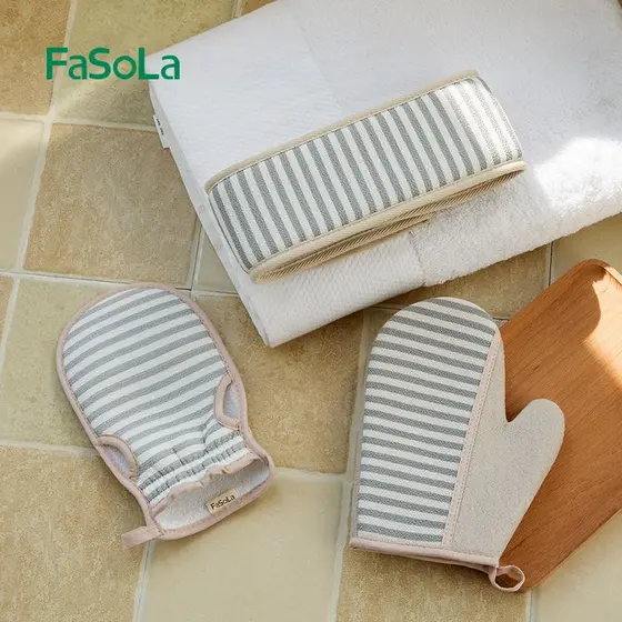 Luvas de esfregar toalha de banho toalha de banho forte esfregando lama doméstica dupla face esfregando para trás ferram