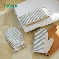 Luvas de esfregar toalha de banho toalha de banho forte esfregando lama doméstica dupla face esfregando para trás ferram