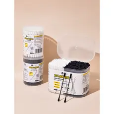 Caixa de cotonetes de papel de ponta dupla, cotonetes de algodão, colher de orelha, cotonetes de algodão em espiral pret