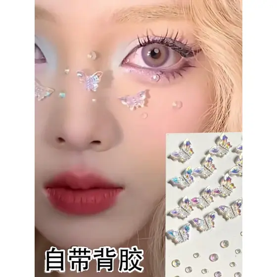 Adesivos de rosto jóias pérola diamante adesivos crianças colorido piscando palco maquiagem olho decoração canto strass