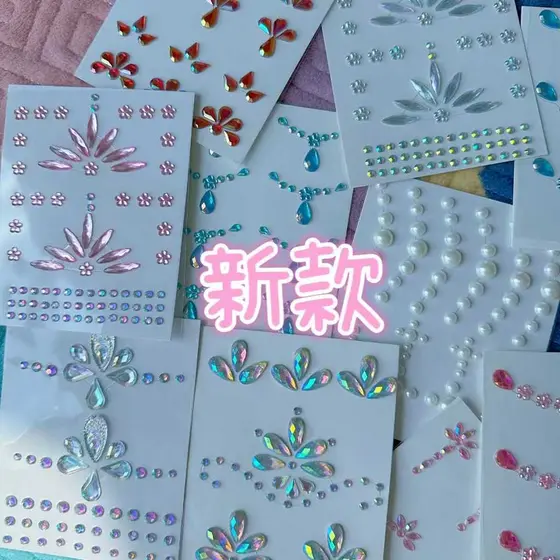 Novo estilo adesivos de diamante europeu americano diamante papel arte sexta fase maquiagem cristal rosto olho canto dec