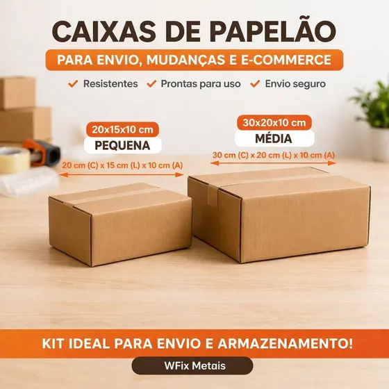Kit Caixas de Papelão E-commerce Multiuso Embalagem Produtos Correios 10 ou 20Unds 20x15x10 e 30x20x10