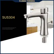Torneira de Aço Inoxidável 304 - Antiferrugem e Durável para Lavatório de Banheiro - Água Fria