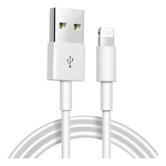 Cabo celular branco Usb Lightning Compatível Ios de 1m
