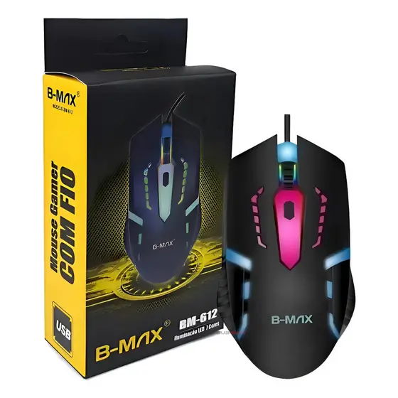 Mouse Gamer Usb Led 7 Cores Rgb 3200 B-max-612 Dpi Óptico