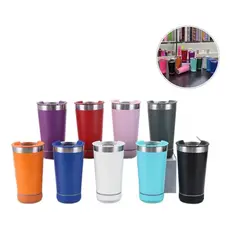 Copo Térmico Musical Com Caixa De Som Bluetooth 473ml Aço Inox