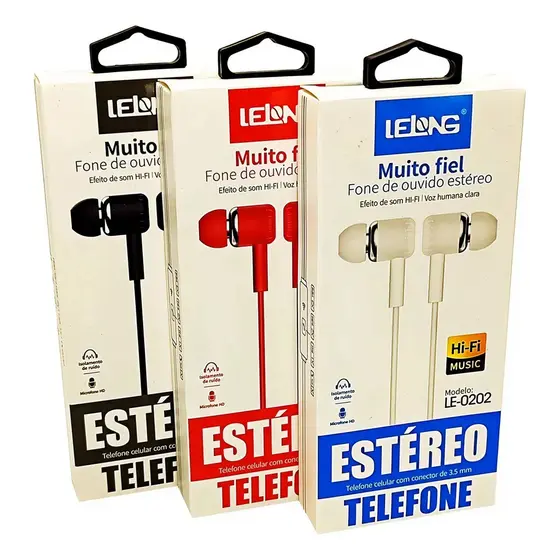 Fone De Ouvido Estéreo C/fio/microfone HI-FI MUSIC Lelong