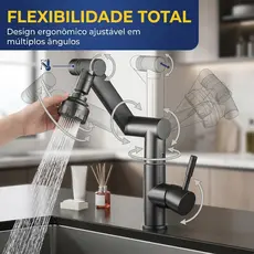 1080° Torneira Giratória de Braço Robótico Chuveiro À Prova De Respingos Banheiro Cozinha Do Aerador Dois Modos