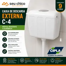 Caixa de Descarga Externa C-4 Cipla Branco Cordinha Instalação Fácil