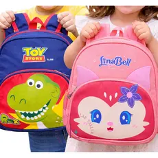 Mochila Menino e Menina Infantil  Lista de Material Escolar de Gatinho Dinosauro 34cm de altura