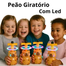 2 Peão De Brinquedo Giratório LED Musical Capivara Infantil Divertido Luz Colorida Presente Crianças