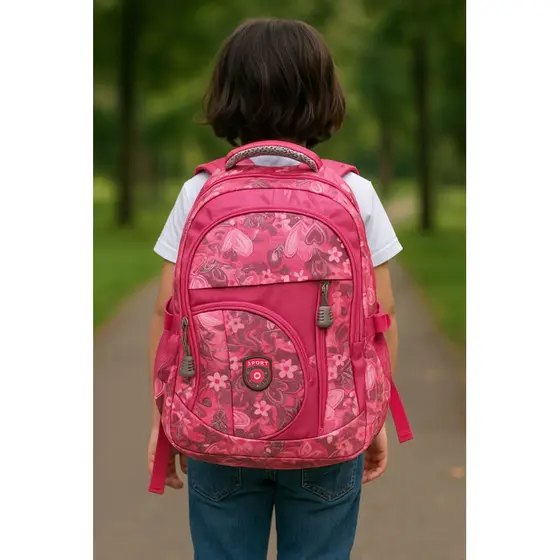 Mochila Escolar Grande Reforçada Impermeavel Com Gliter Rosa e Lilas criança Juvenil