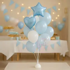 Kit Buque Balão Metalizado 10 Peças Bexiga com Confete e Cromado  Feliz Aniversário Ensaio Fotografico