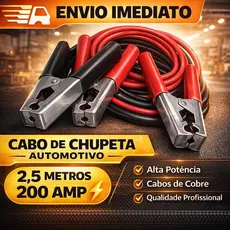 Cabo de Transferência Para Chupeta Carga de Bateria Para Carro Veículos Com 2,5m 200amp 12V
