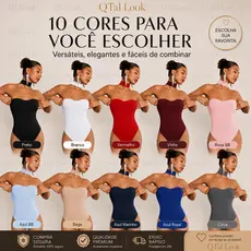 Body Feminino Tomara Que Caia com Bojo e Gola Pescoço - Estilo Gringa, Elegante para Festa e Eventos
