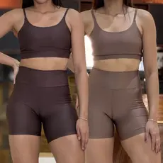 Kit 2 Conjunto de Academia Feminino Short + Top com Zero Transparência e Alta Compressão