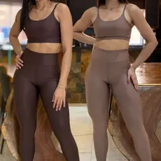 Kit 2 Conjunto de Academia Feminino Calça + Top com Zero Transparência e  Alta Compressão