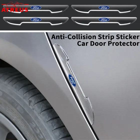 4 Peças de Adesivos Transparentes Anticolisão para Portas de Carro Ford, Protetor de Borda de Porta Antirrisco para Ford
