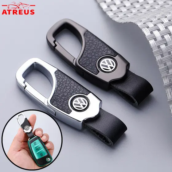 Chaveiro de Metal e Couro com Logo do Carro Volkswagen, Porta-Chaves Criativo para VW Golf, Polo, T-Cross, Gol, Saveiro
