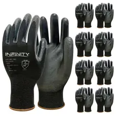 Kit 5 Luva De Segurança Multitato Tatil Banhada Luva Pu Black P M G GG Mecanico Pedreiro Eletricist