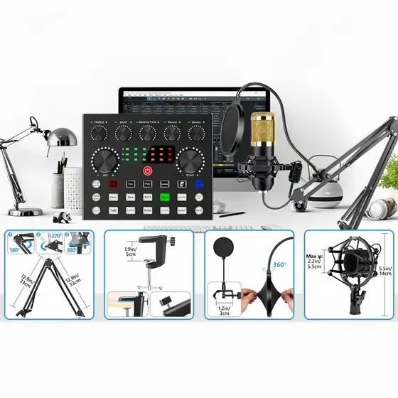 Kit Podcast 2 Pessoas Completo – Mesa de Som V8S + 2 Microfones BM-800 Profissional