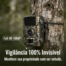 Câmera De Trilha Vigilância Invisível 1080P Full HD IP66 Sensor Movimento Noite 940nm