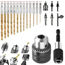 Mandril Chave 1/2 Rosca 1,5-13mm+13Pcs Jogo De Brocas Hexagonais De Titânio HSS Madeira Plástico